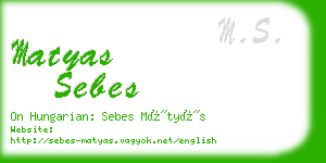 matyas sebes business card